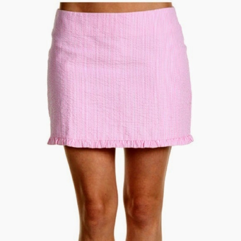 Lilly Pulitzer Pink Seersucker Mini Skirt Sz 2
